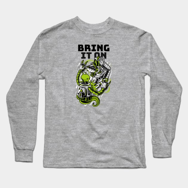 Space Battle Royale: Alien vs Astronaut - Bring It On Long Sleeve T-Shirt by Life2LiveDesign